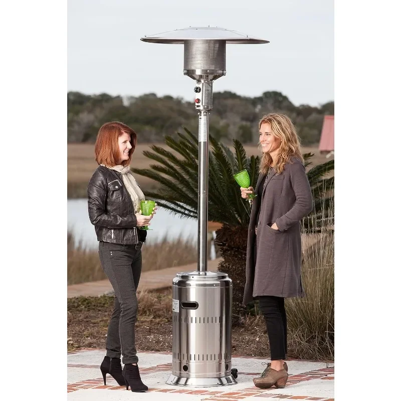 Fire Sense 01775 Performance Series Patio Heater With Wheels 50,000 BTU Output Electronic Ignition System Portable Outdoor