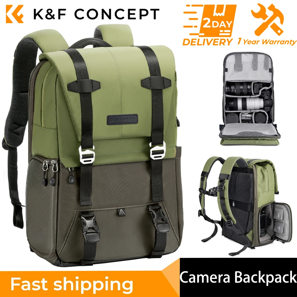 K&F CONCEPT Outdoor Travel Photography Professional Camera Backpack Can Carry A tripod  Ergonomic Design For Sony Canon Nikon