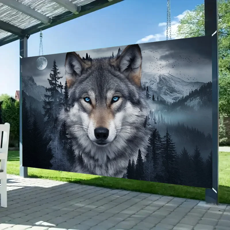 1pc Mysterious Forest Lone Wolf Tapestry, Polyester Fabric, Machine Washable, Suitable for Bedroom and Living Room Decoration