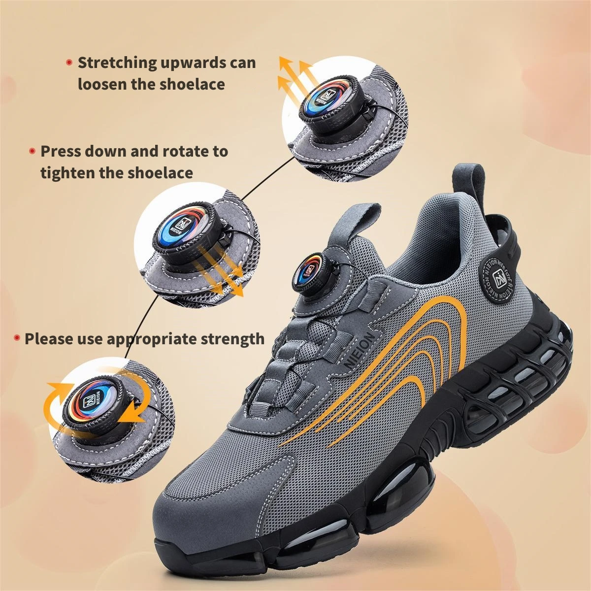 Rotary Buckle Work Sneakers Protective Shoes Safety Industrial Puncture-Proof Anti-smash Steel Toe Shoes