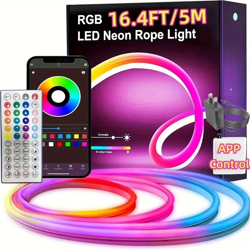 تيار مستمر 24 فولت RGB النيون Led قطاع ضوء مع بلوتوث 30 متر في الهواء الطلق IP65 مقاوم للماء النيون حبل أضواء App التحكم عن بعد الفرقة