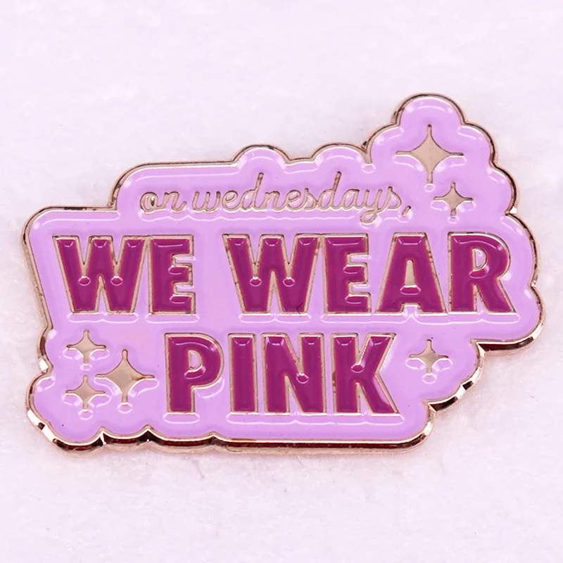 On Wednesdays We Wear Pink Enamel Pin Mean Girls Brooch Badge BFF Jewelry Gifts
