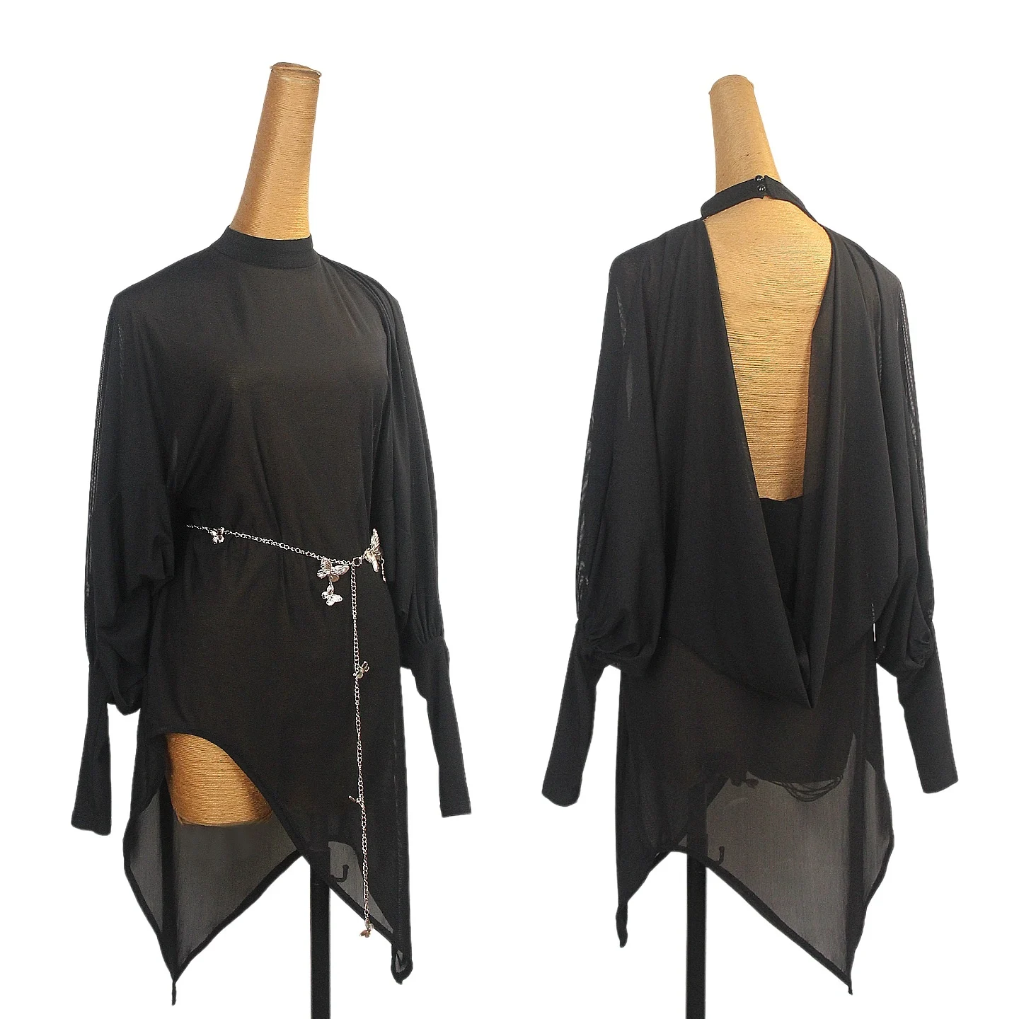 

Одежда для латинских танцев 2025 года, женское сексуальное сетчатое черное платье с открытой спиной, платье нестандартной формы для взрослых, платье для танцев румбы, танго, DNV25722