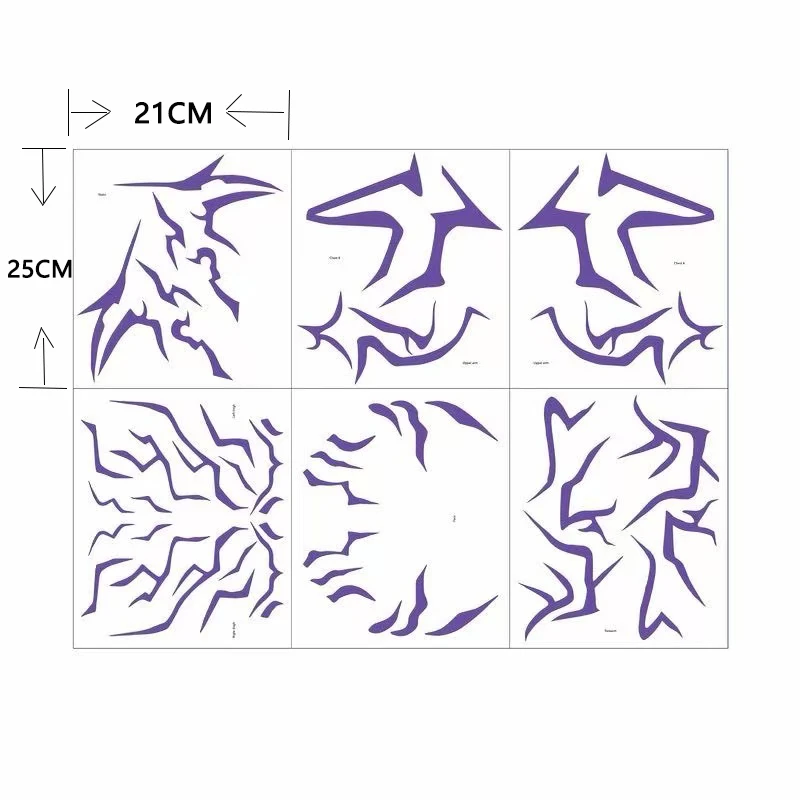 6 قطع وشم مؤقت متدرج أرجواني - فن جسم واقعي مقاوم للماء، مناسب للحفلات التنكرية والهالوين ومكياج الحفلات