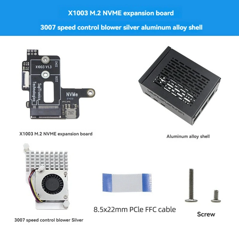 For 5 PCIe to M.2 NVMe HAT+Radiator+Case SSD MINI Adapter Board for 2242 2230 NVMe SSD Expansion Board-ABAM