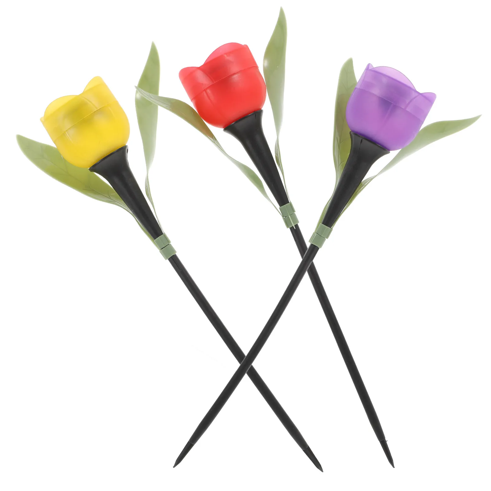 7pcs Solar Led Garden Lights Tulip Shape Weatherproof Auto On Pathway Yard Driveway Landscape Light High Conversion