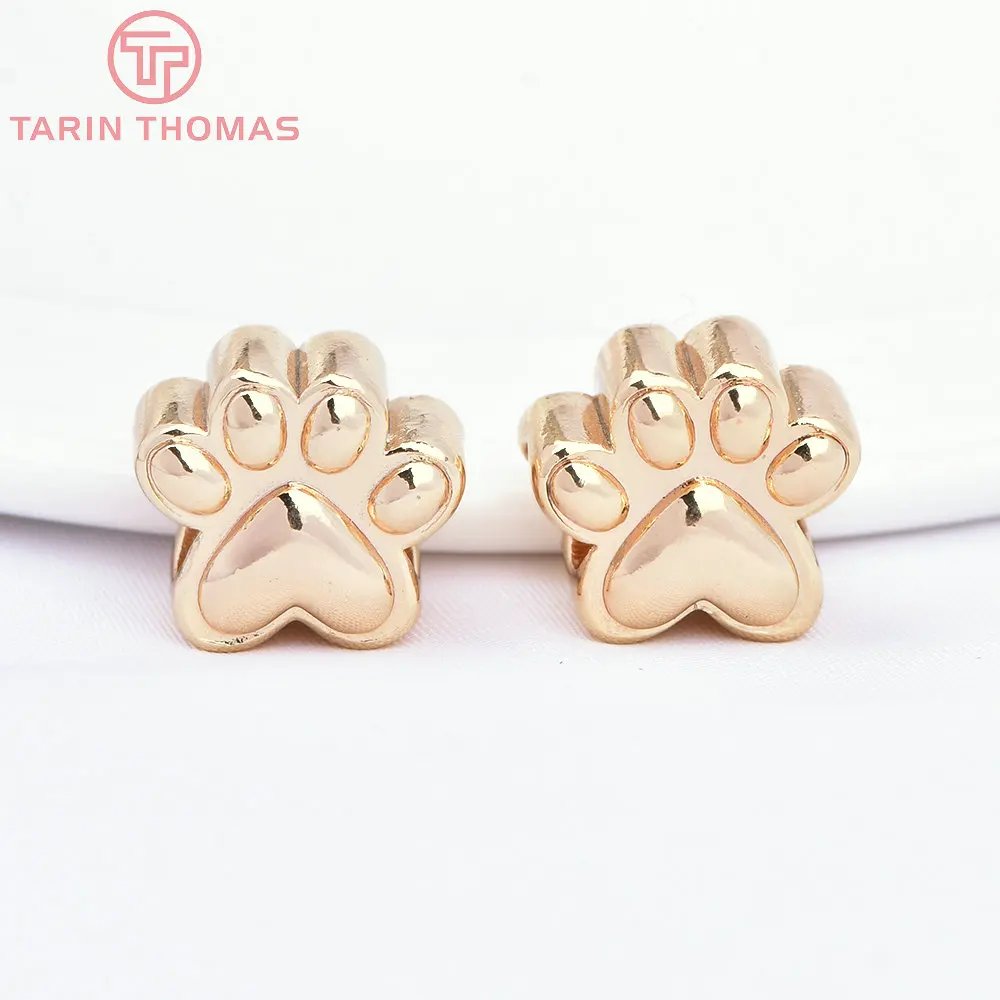 (7563) 6PCS 12x11MM 24K Gold Color Claw Shape Macroporous Beads Bracelet Beads High Quality Diy Jewelry Accessories Wholesales