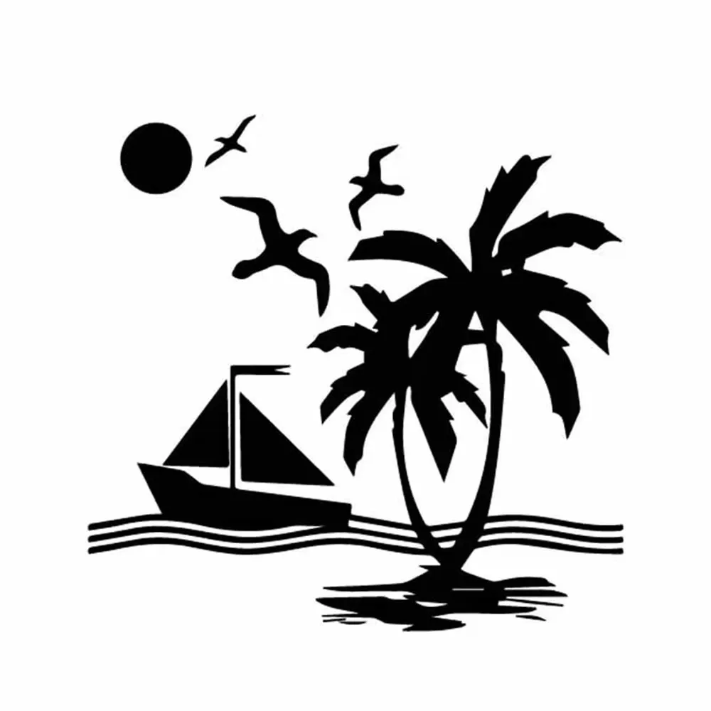 Sunset Ocean Sailing Vinyl Car Sticker Waterproof UV Resistant for SUV Truck Window Bumper Universal Fit Nautical Theme