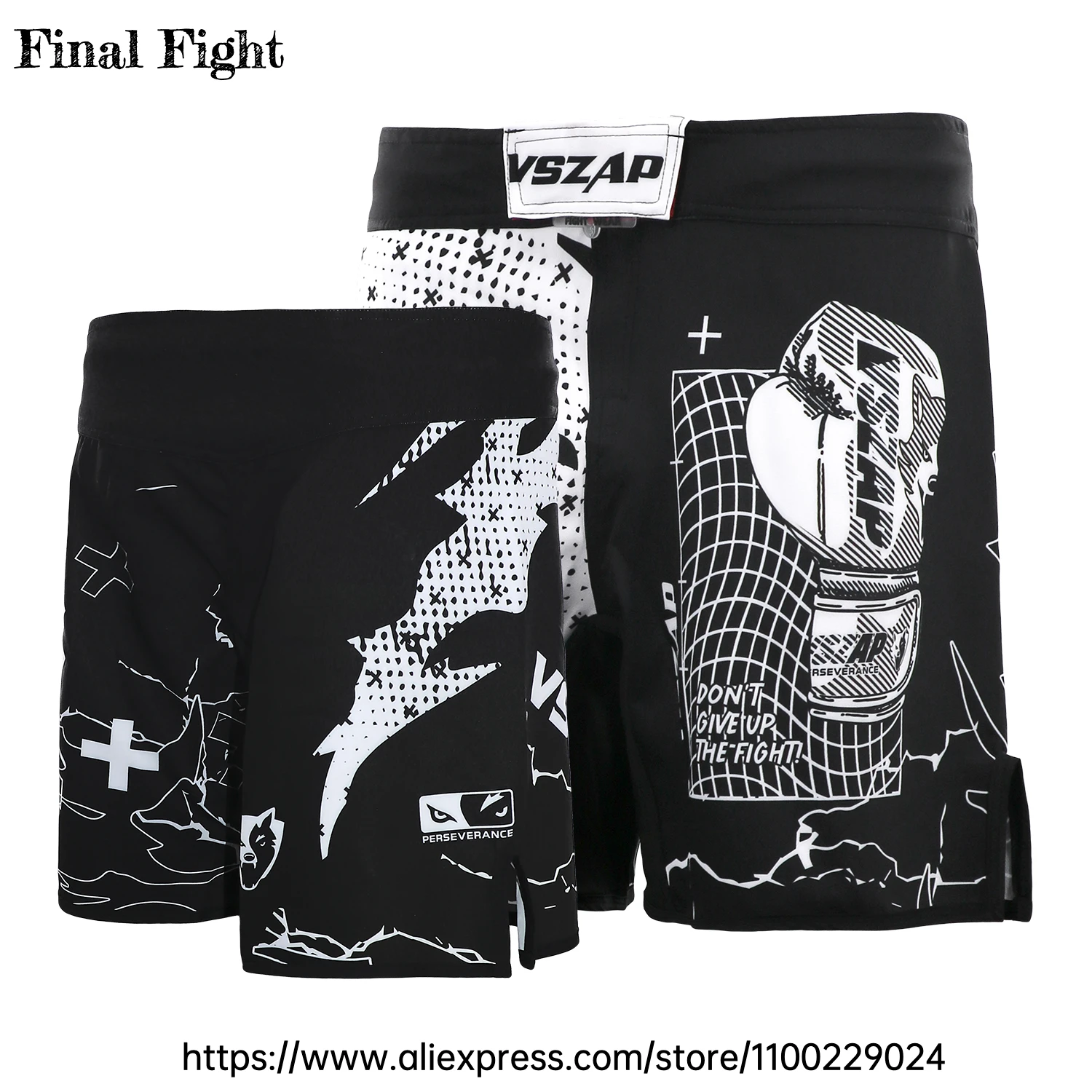 

VSZAP Fight Shorts Men's Boxing MMA Combat BJJ Grappling Pants Fitness Gym Muay Thai Kickboxing Jiu Jitsu No Gi Athletic Shorts