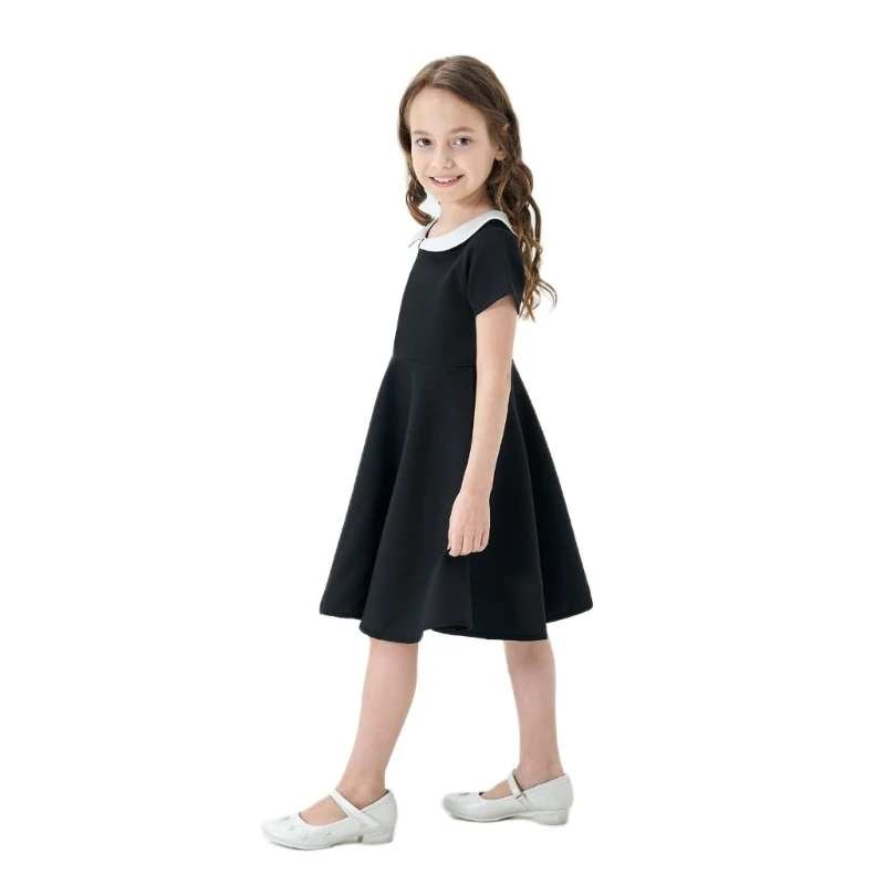 Girls' Elegant Dress Short Sleeves Party Dresses For Spring and Summer Outfits 425F