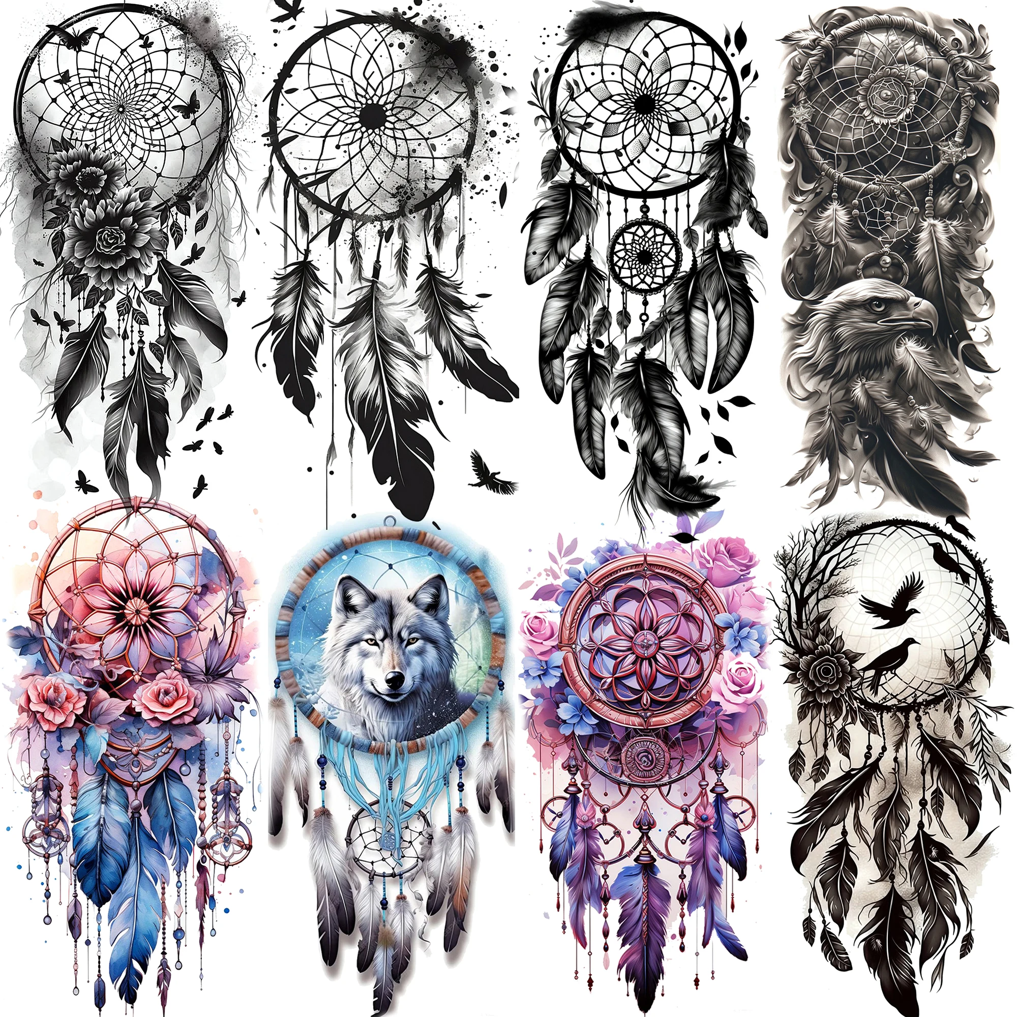 

1 Sheet Dreamcatcher Fox Feather Temporary Tattoos For Women Girls Arm Neck Fake Tattoos Waterproof Long Lasting Tatoo Stickers