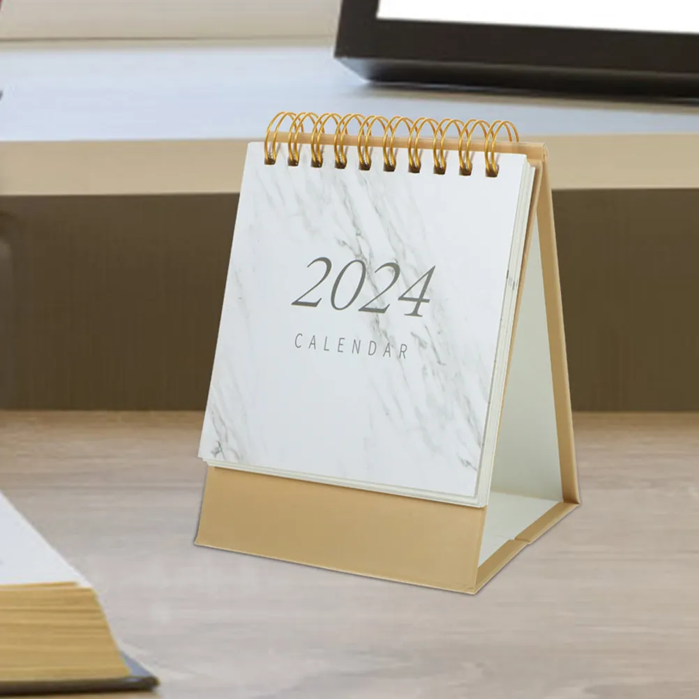 

Marble Pattern Desk Calendar Small Desktop Standing Calendar Office Monthly Note Organizer Home Furnishing Decor 2024 Daily Use