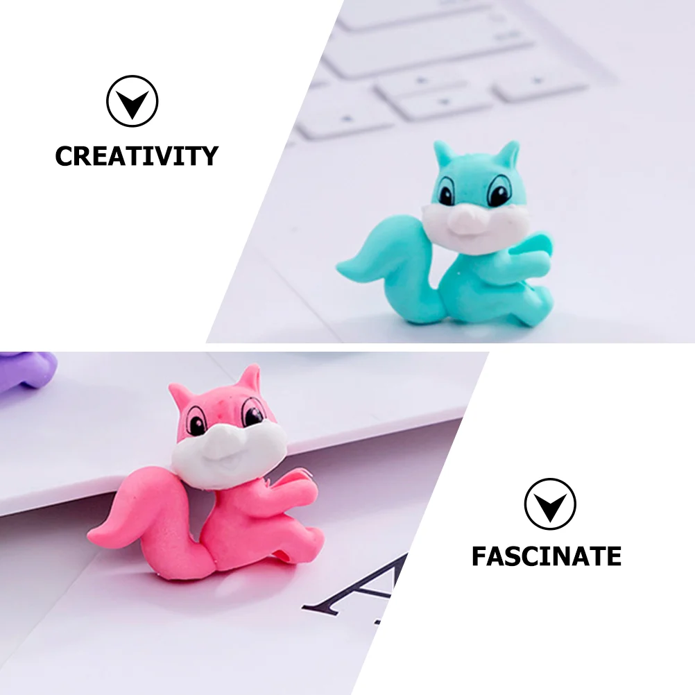 Decorative Pencil Erasers Bulk Kids Squirrel Pencils for Tiny Plastic Mini Animal