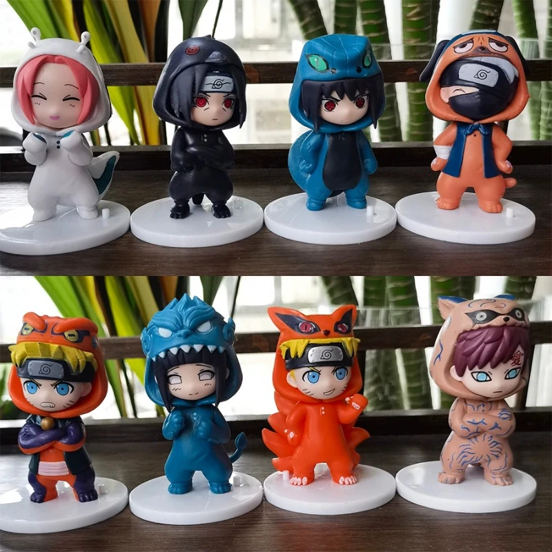 

8Pcs/Set Anime NARUTO Action Figures Model Naruto Sasuke Kakashi 8cm Doll Costume Design PVC Collection Ornament Toys