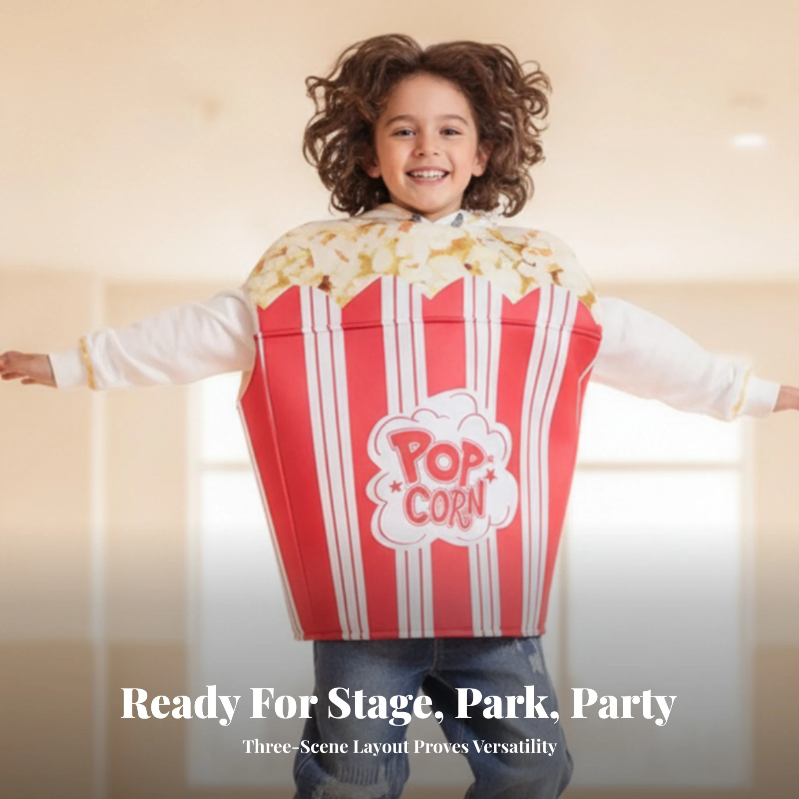 Popcorn Costume Oversized Popcorn Hoodie with Hood Sweatshirt with Long Sleeves Polyester Apparel Graphic for Cosplayers