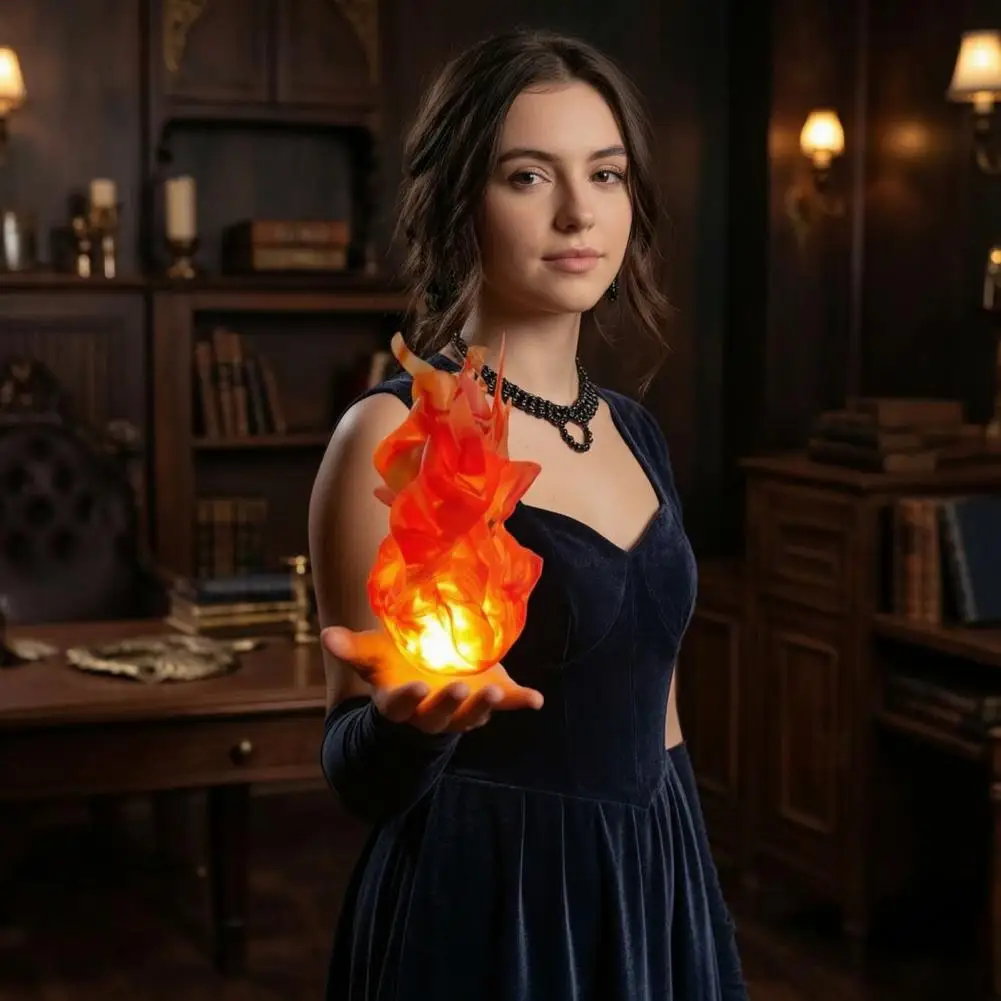 Handheld Fireball Prop Cosplay Fireball Props Floating Fireball Prop Led Glowing Flame Handheld Light Battery Powered Halloween