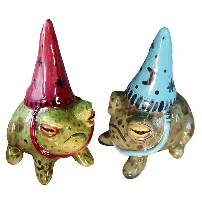 

Witch Hat Little Frog Statue Resin Sculpture Frog Statue Hand Painted Bonsai Ornaments Garden Outdoor Yard Art