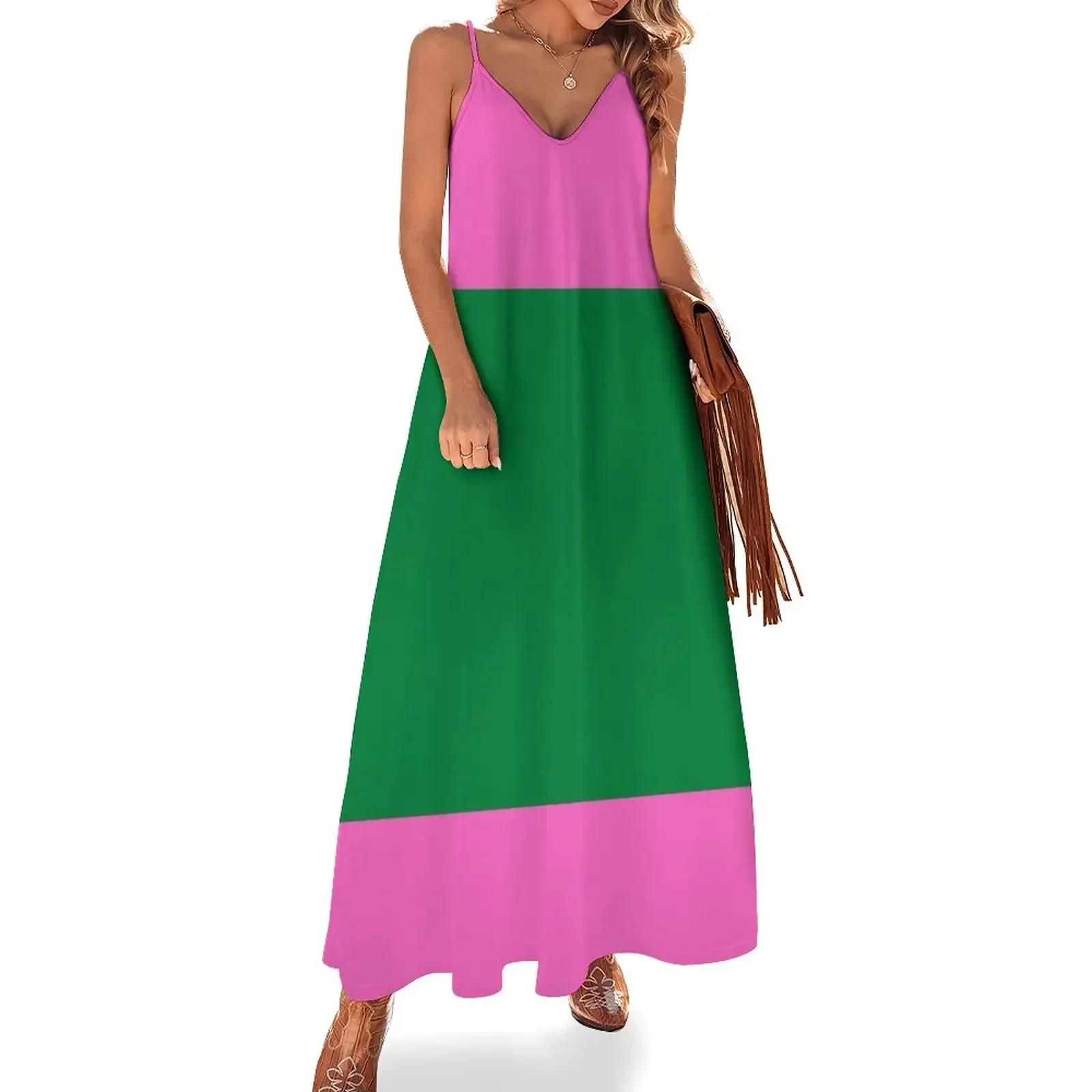 

pink and green Sleeveless Dress Dress woman luxury dress summer summer daily