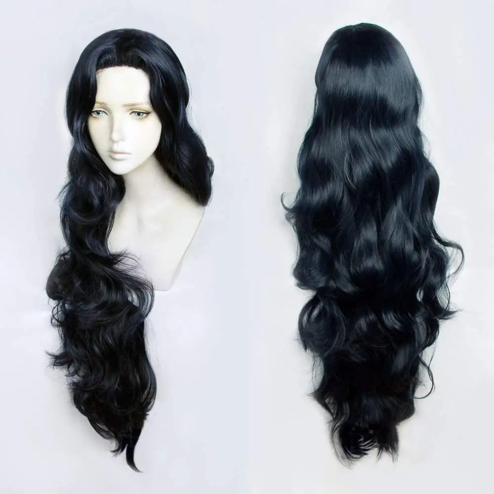 

JoJo's Bizarre Adventure Cosplay Yamagishi Yukako Wigs 120cm Navy Blue Long Big Wavy Hair + Wig Cap