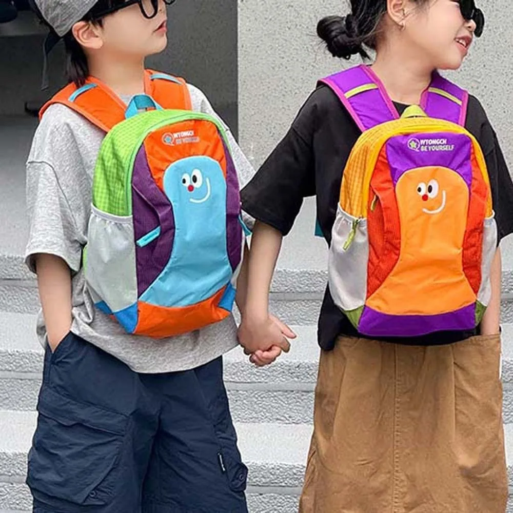 Oxford Cloth Backpack Lightweight Cartoon Primary School Bag Durable Breathable Colorblock Daypack Travel