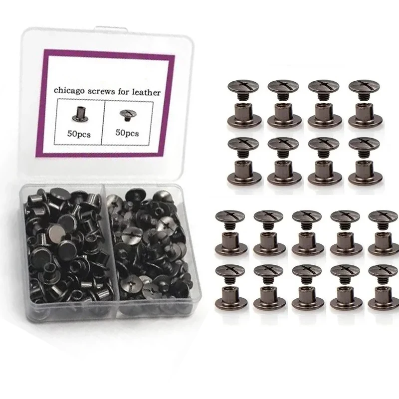 

50sets/box Chicago Screw Rivet Post Binding Nail for Leather Bag Belt Strap Photo Scrapbook Album Account Book Wallet Luggage