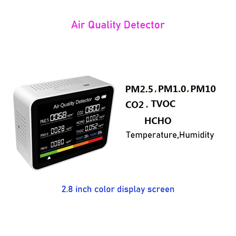 

Color Display Screen Temperature and Humidity Sensor Home Air Quality Detector PM2.5 Pollutant Detector Carbon Dioxide Monitor