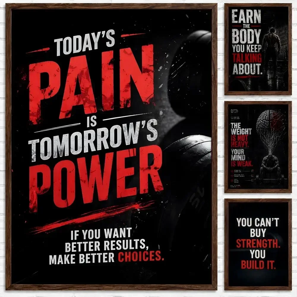 Motivation Inspirational Quotes Bodybuilding Poster Self‑Adhesive Waterproof Poster Sticker Wall Art Home Decor