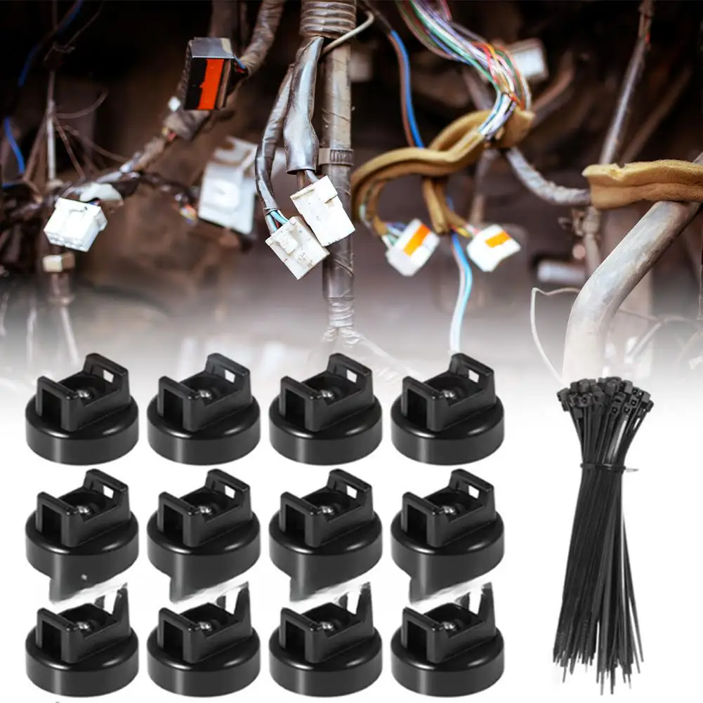 12/15/20/28Pcs Car Wiring Strip Magnetic Zip Tie Cable Organizer Strong Plastic Magnetic Cable Holder For Cable Management