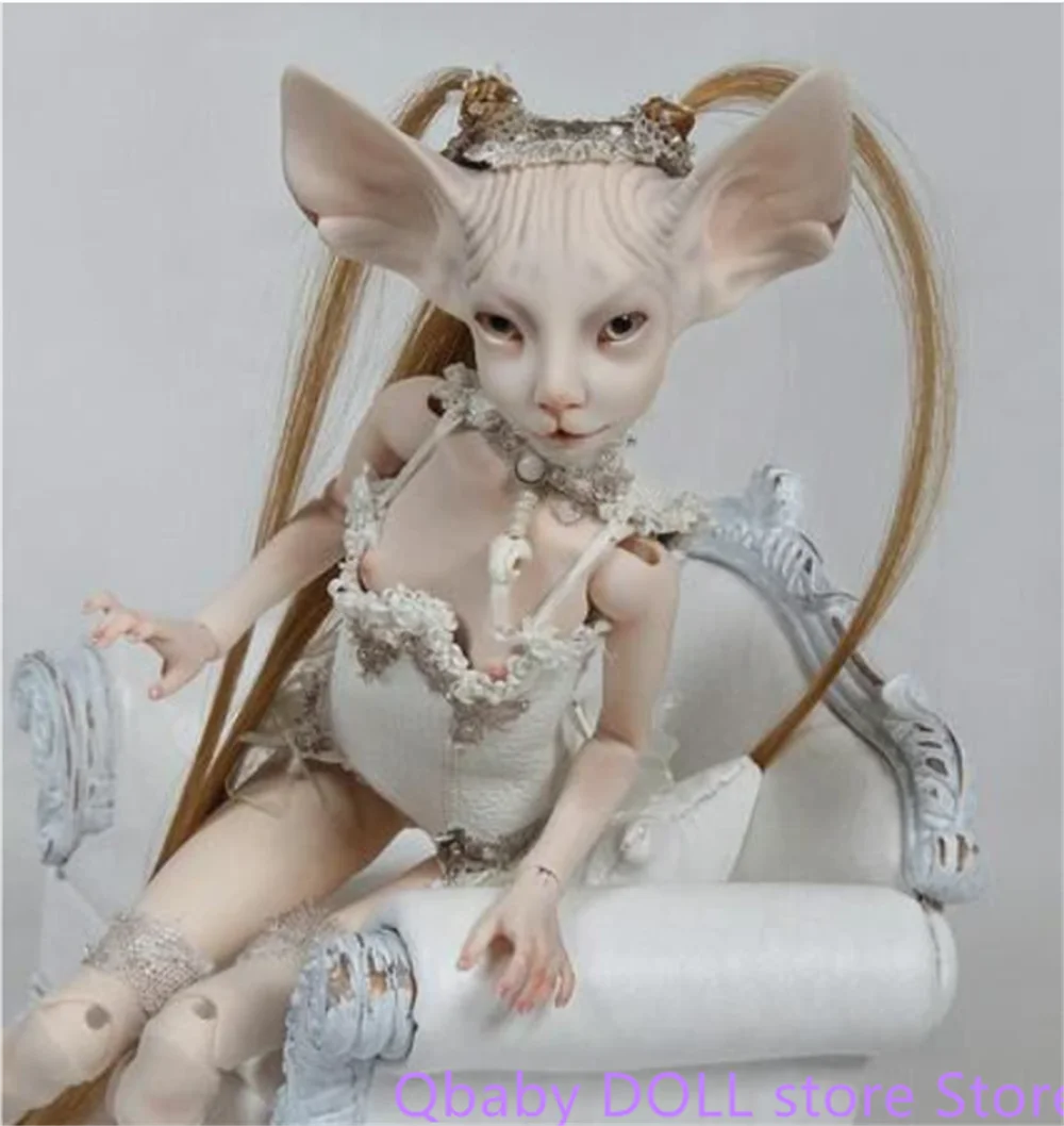 BJd1/4 Doll Big Ears Cat Girl Sphinx Resin Toy Gift