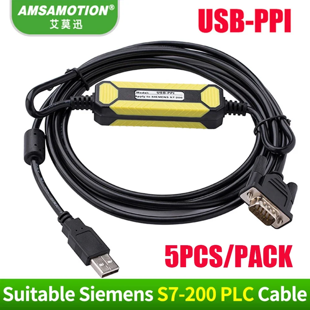 5PCS/PACK Programming Cable USB-PPI USB To RS485 Adapter For Siemens S7-200 PLC USB PPI Communication Download Cable