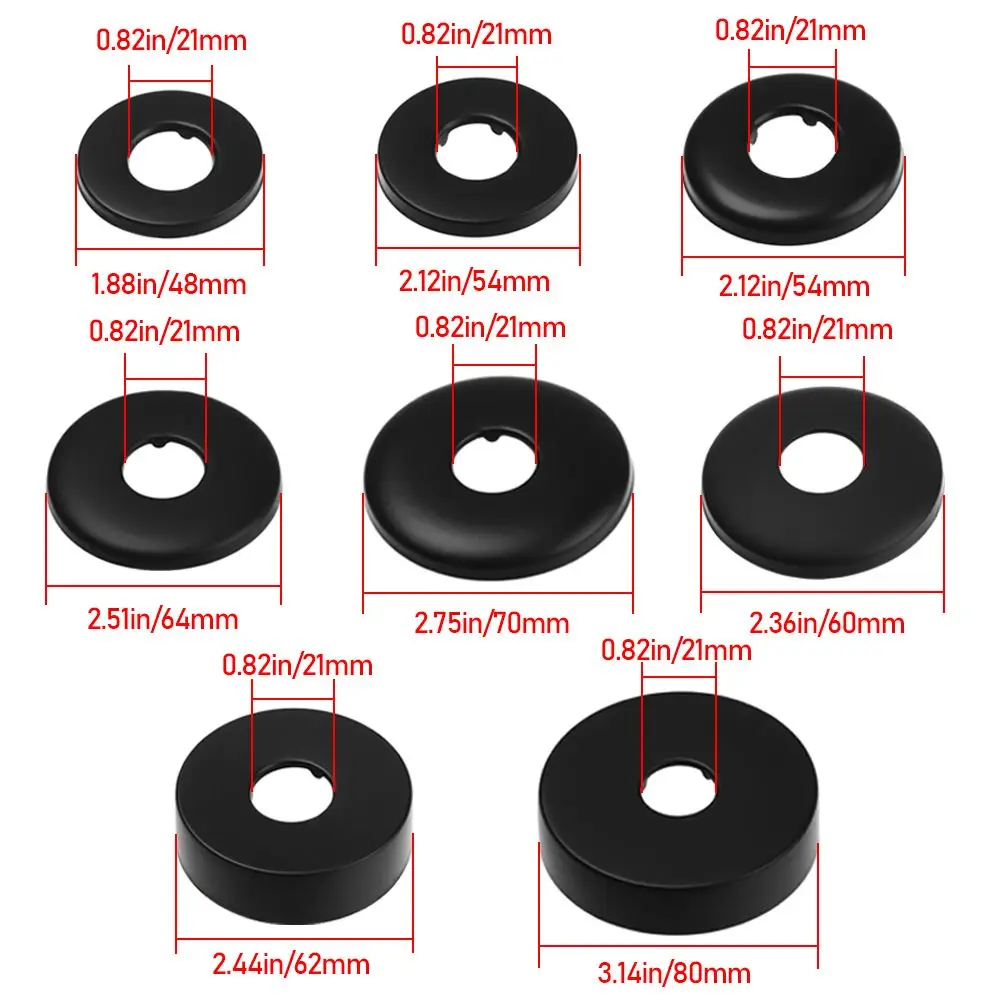 

1PC Black Shower Faucet Decorative Cover Chrome Finish Stainless Steel Water Pipe Wall Covers Bathroom Accessories