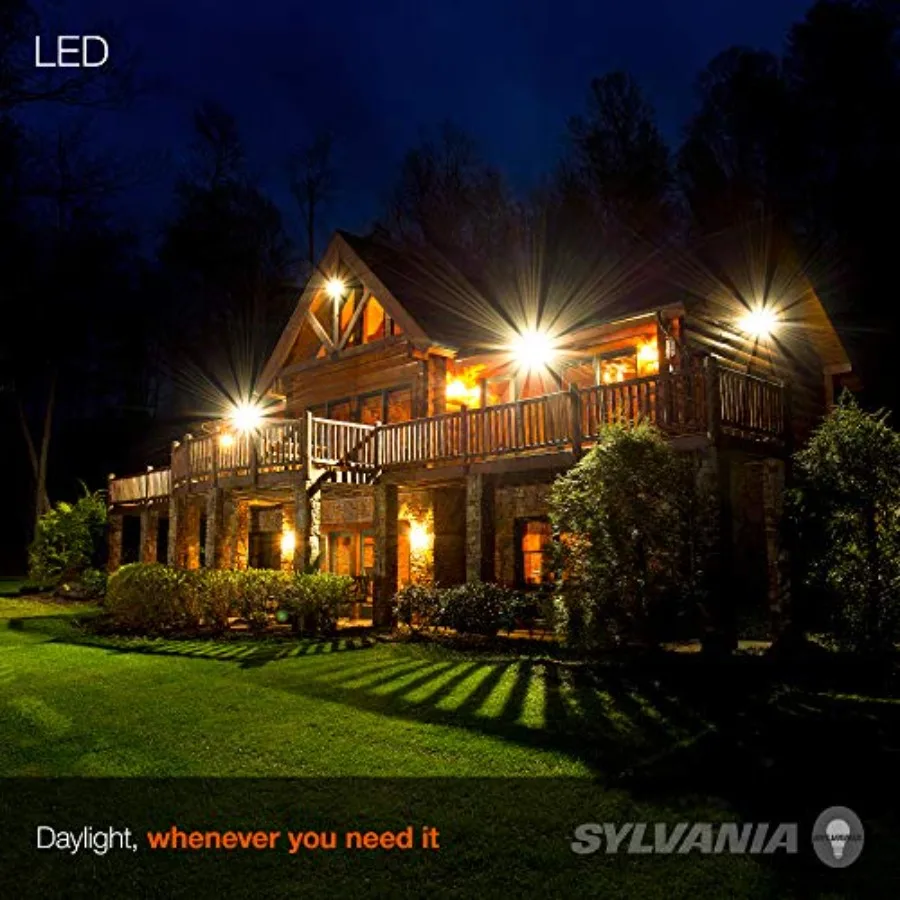 Sylvania Night Chaser LED PAR38 Light Bulb, = 23, 22 Year, Dimmable, Super Bright 2650 Lumens, Wet Rated, 3000K, White - 2 Pack