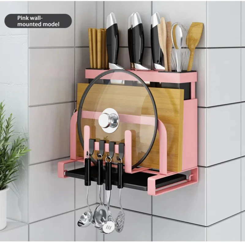 Multi-Functional Kitchen Integrated Storage Rack Wall Mounted Chopsticks Drain Storage Box Knife Shelf Kitchen Storage Tool