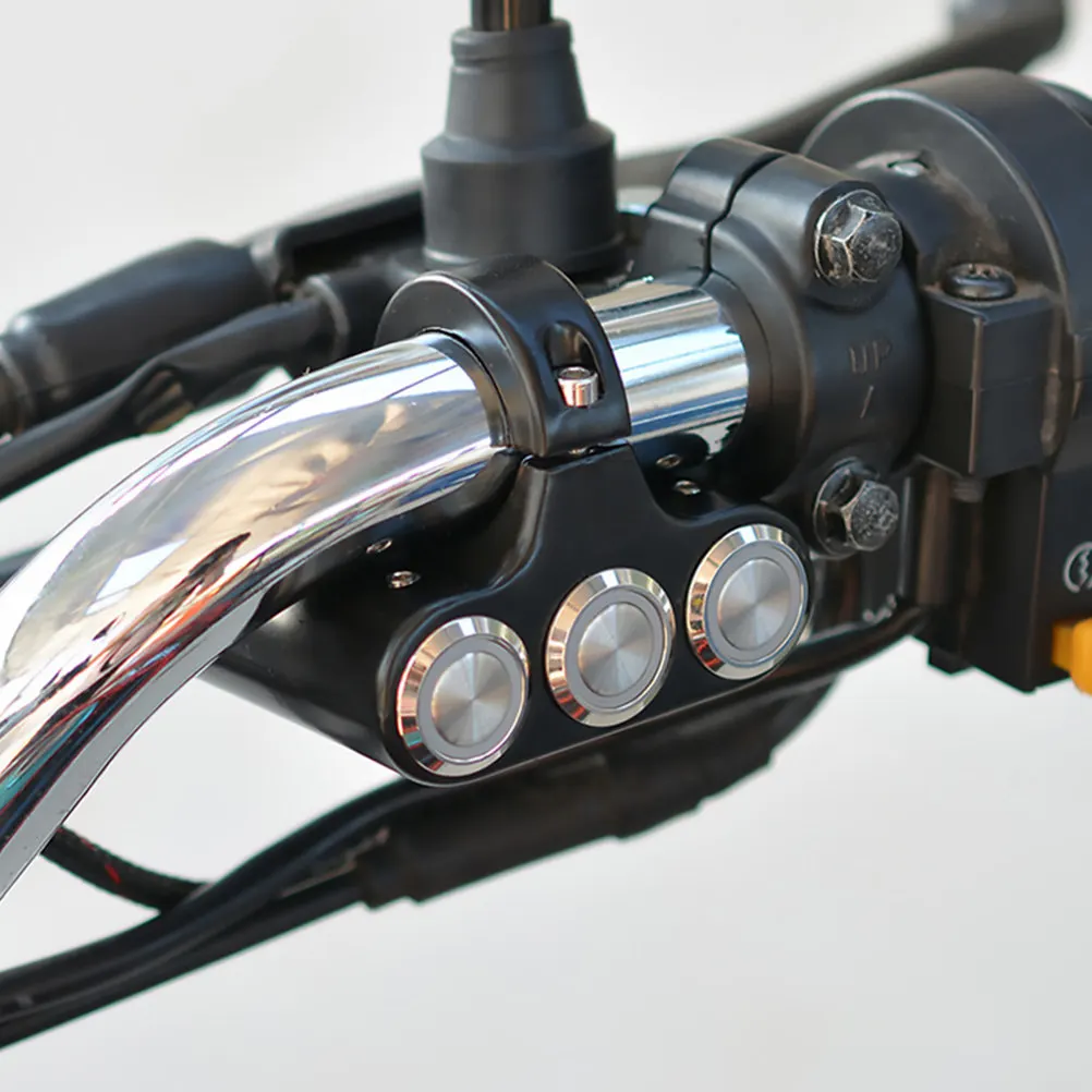 Motorcycle Three-Position Handlebar Switch Black Solid Aluminum Multifunction Control for Motorcycle Electric Car Atv