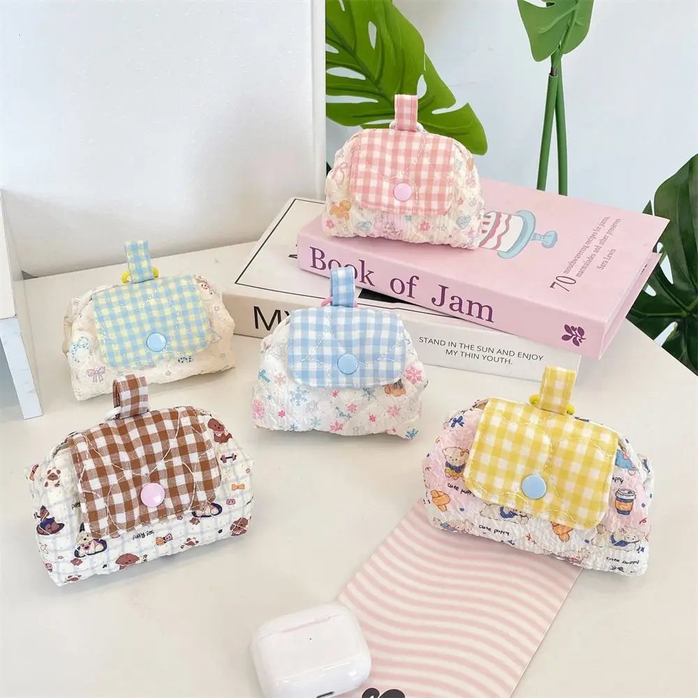 1pc Multi-Function Quilted Makeup Bag Mini Snap Closure Cosmetic Bag Portable Small Storage Bag Home