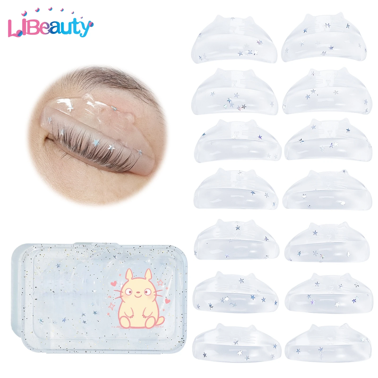 Libeauty 7 Pairs C Curl Silicone Eyelash Perm Pads Sticky Lashes Rods Shield Lifting 3D Eyelash Curler Accessories Makeup Tool