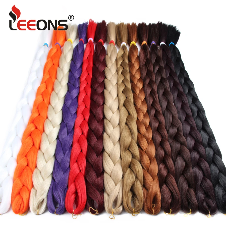 Extensiones de cabello trenzado Jumbo de 82 ", trenzas sintéticas de Color puro de alta temperatura, cabello de 165G para mujeres, trenzas de cabello DIY, rojo, amarillo