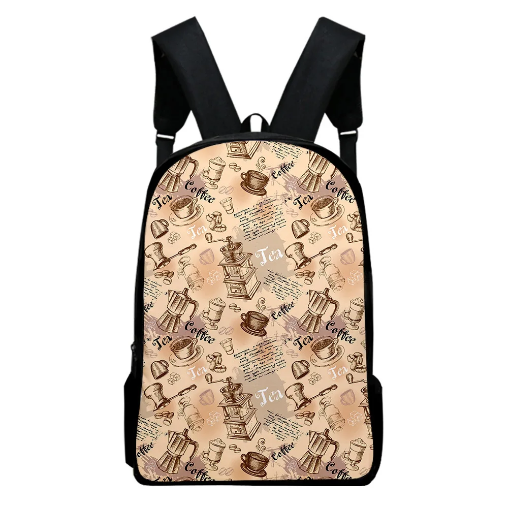 Classic Popular Funny Text coffee Notebook Backpacks pupil School Bags 3D Print Oxford Waterproof Boys/Girls Laptop Backpacks