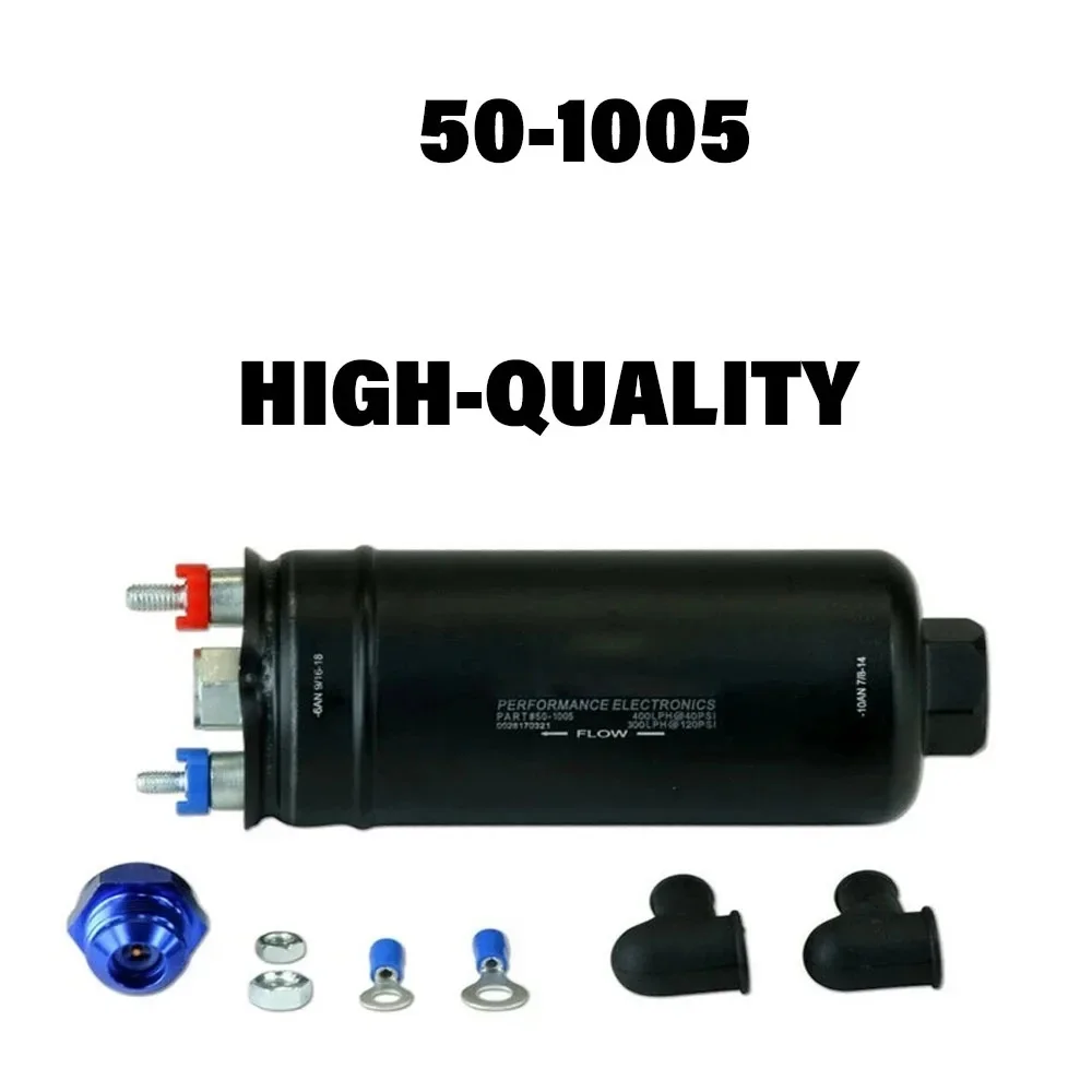 50-1005 400LPH High Pressure Inline Fuel Pump Kit E85 Compatible 10AN Inlet Fitting | B-osch 044 Style