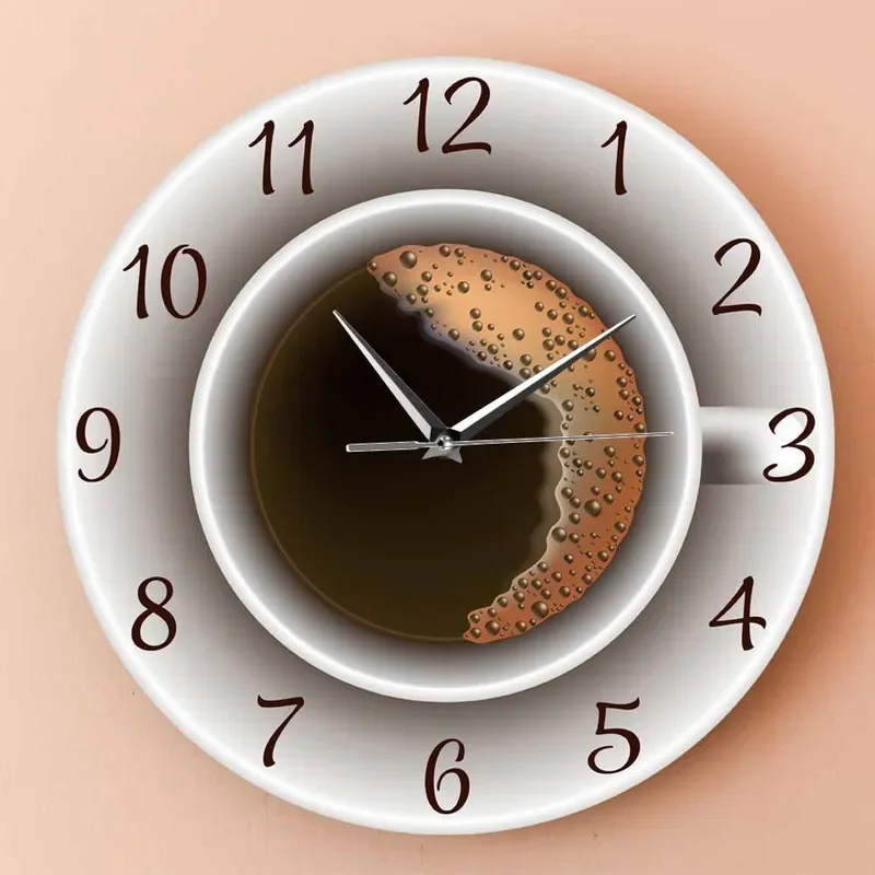 Foam Coffee Cup Theme Wall Clock for Cafe Room Home Kitchen Nordic Decorative Wall Clock Cross Border