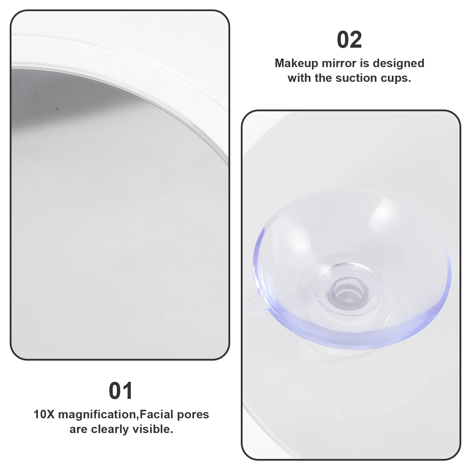 Specchio per trucco ingranditore da viaggio 10X Ventosa rotonda Specchio cosmetico portatile infrangibile montato a parete per la cura della pelle del bagno di casa