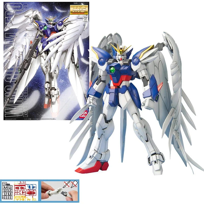 

Anime Figure Original Bandai Gundam MG 1/100 XXXG-00W0 Wing Gundam Zero Custom Assembly Model Effects Action Figure Model Toys