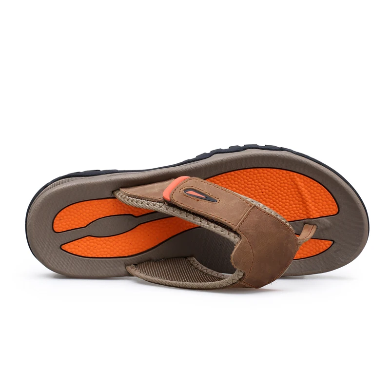 الصيف رائجة البيع شبشب جلدي رجالي الوجه يتخبط أحذية الشاطئ حجم كبير 46 47 الوجه بالتخبط الصنادل في الهواء الطلق النعل الخارجي الصلب