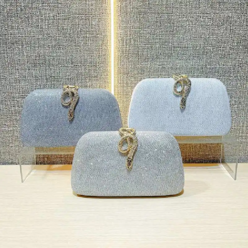 

Women Elegant Glitter Snake Buckle Clutch Bag Shiny Envelope Bag for Wedding Banquet Dress Evening Shoulder Bag with Metal Chain