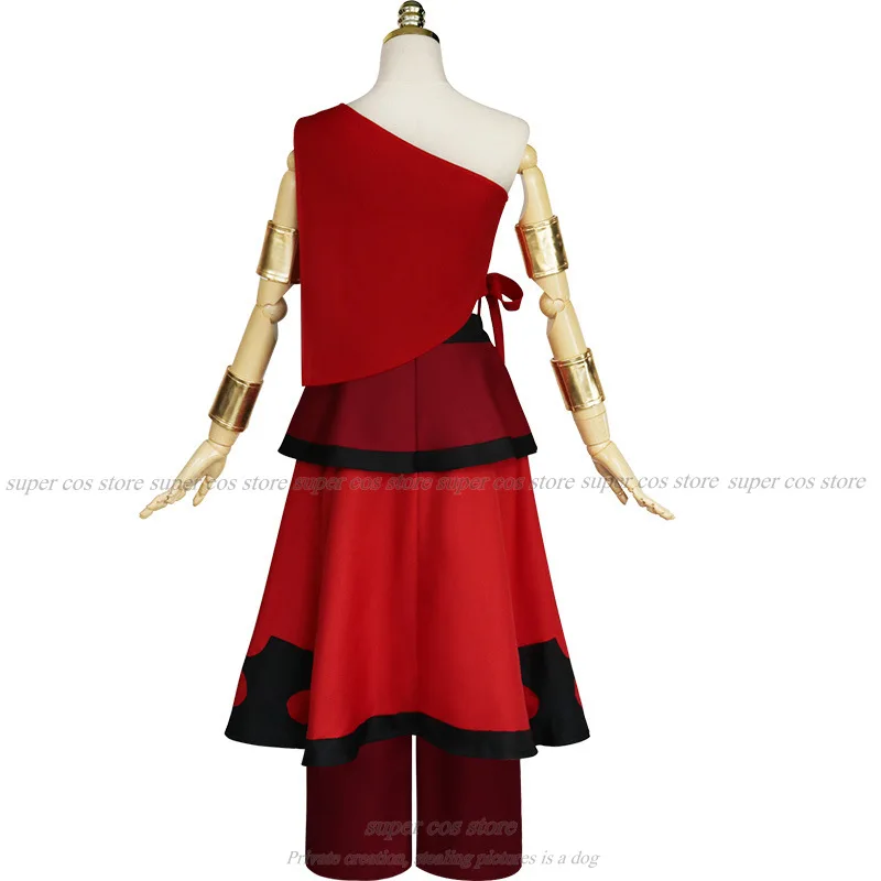 애니메이션 아바타 마지막 에어벤더 코스프레, 카타라 파이어 네이션, 코스튬 레드 유니폼, 성인 여성 할로윈 카니발 의류