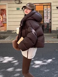 New Women Jacket Short Hooded Down Cotton Jacket Winter Coat Korean Fashion Thick Warm Parkas Loose Bread Clothing Pink Outwear