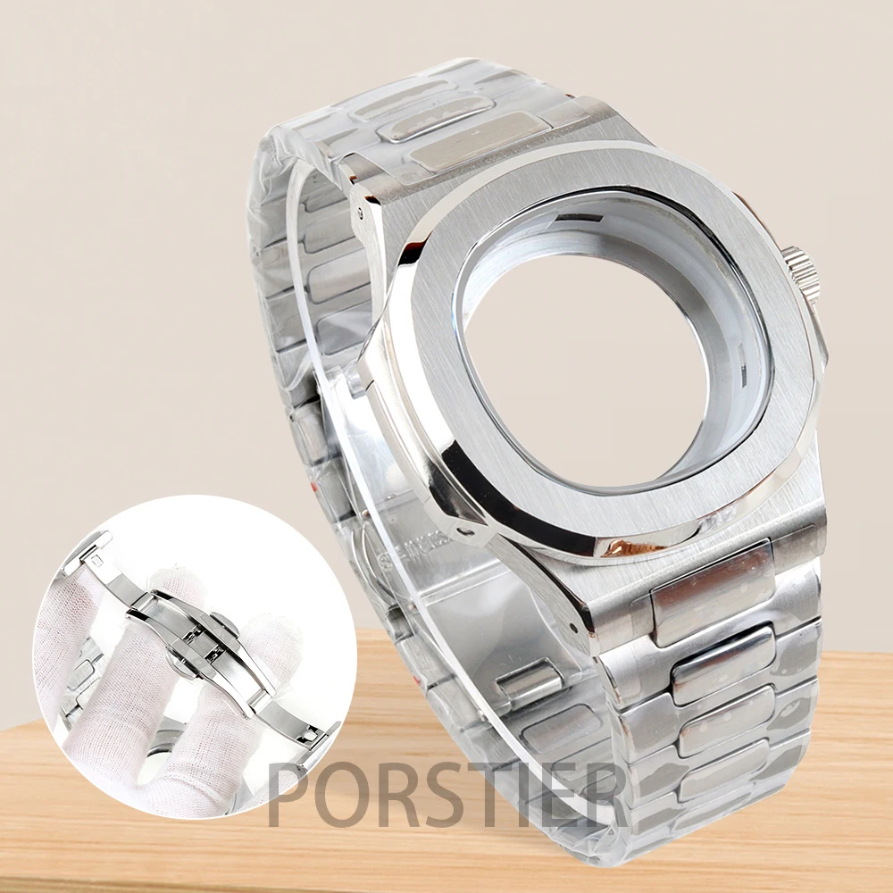 

Silver 40mm NH35 Case Solid 316L Stainless Steel Bracelet for Nautilus NH35 NH36 NH38 Movement 29.8mm Dial Waterproof Case