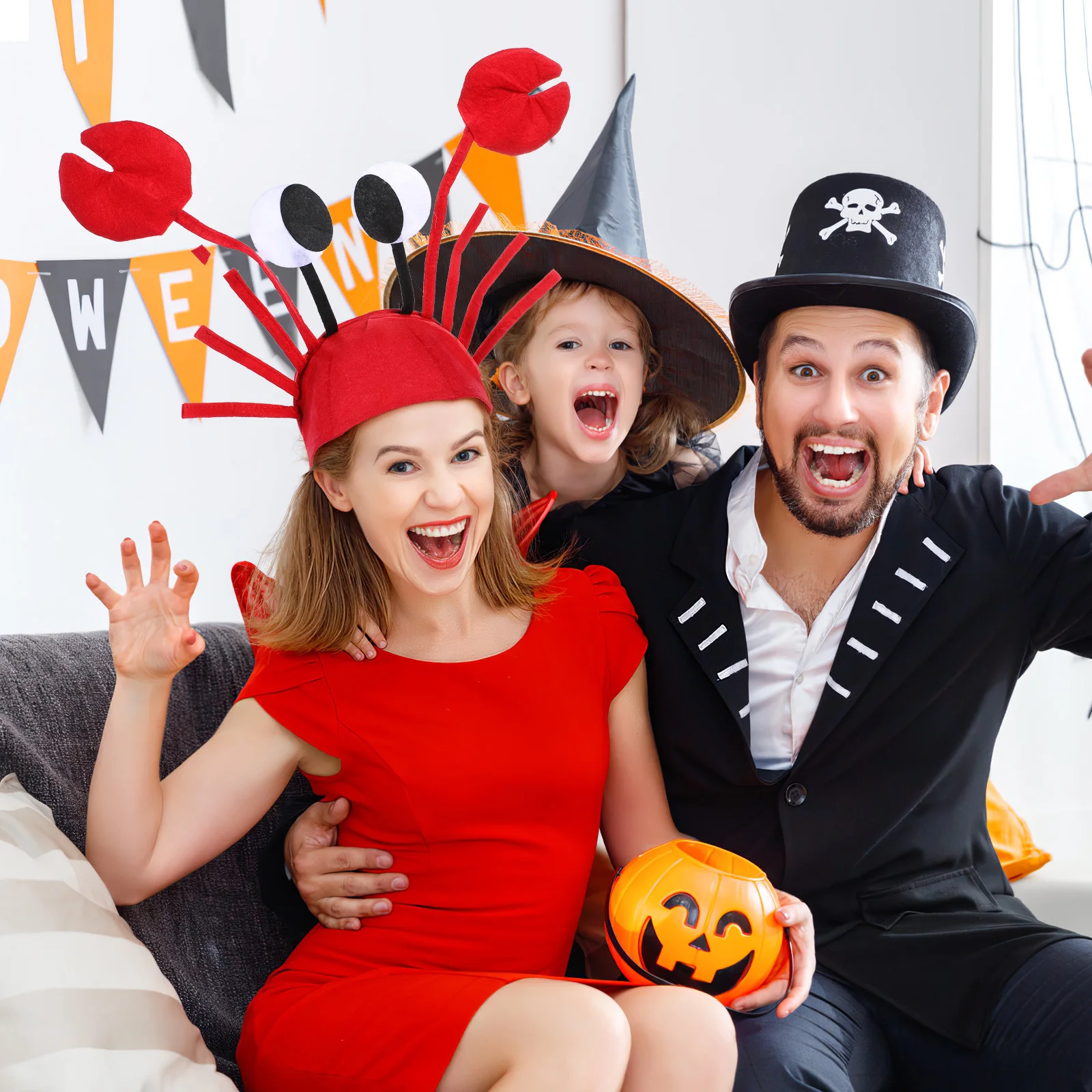 

Halloween Crab Hat Novelty Hats Adjustable Closure Back for Parties Mardi Gras Seafood Festivals Hat Funny Hats