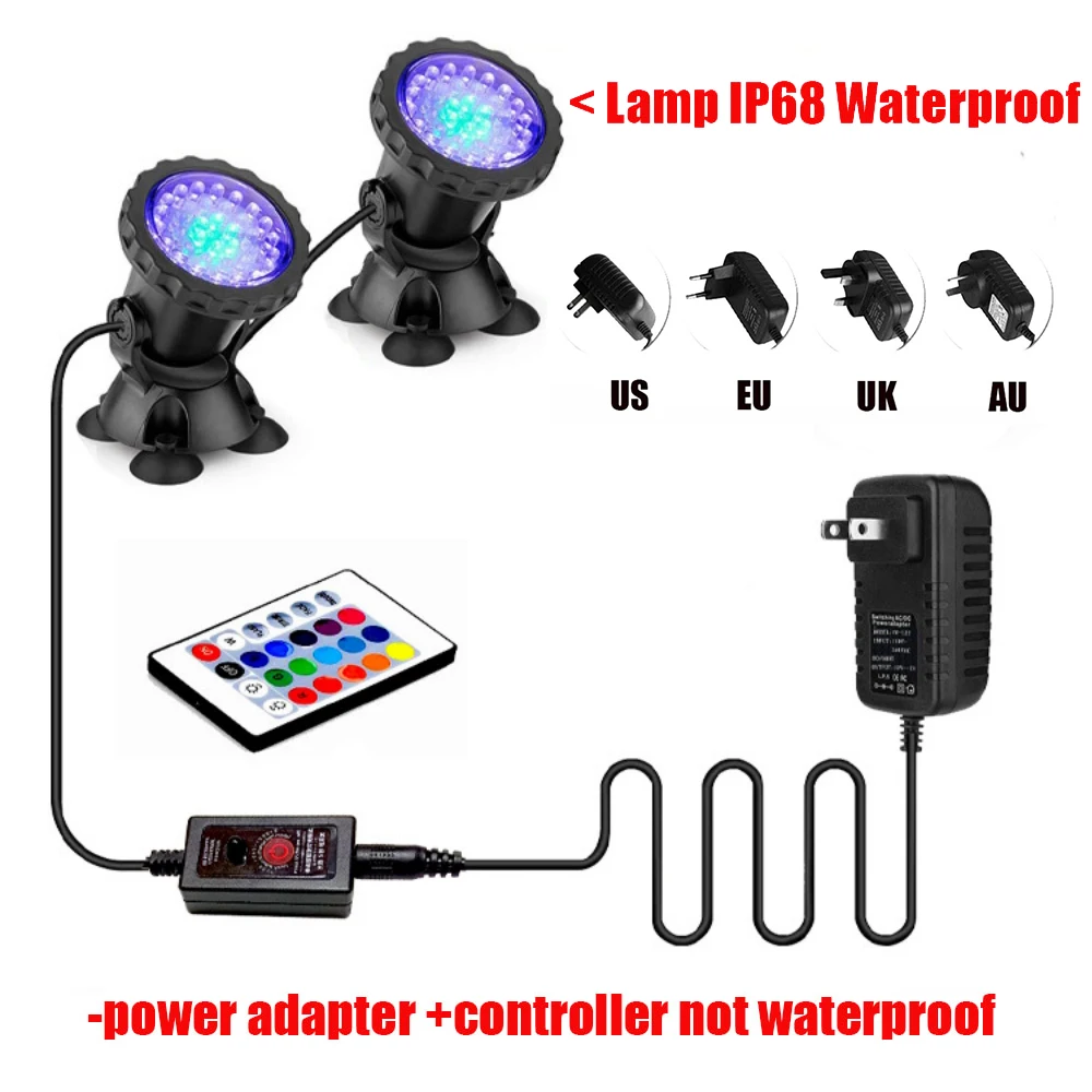 RGB Waterproof LED Underwater Light Lamp Swimming Pool Fountains Pond Water Garden Aquarium Underwater Spot Light