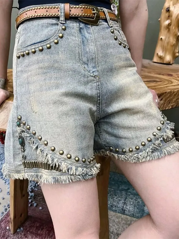 Women's Blue Denim Shorts High Waist Wide Mini Cowboy Shorts Harajuku Y2k Vintage Korean Style Jeans Short Pants Clothes Summer